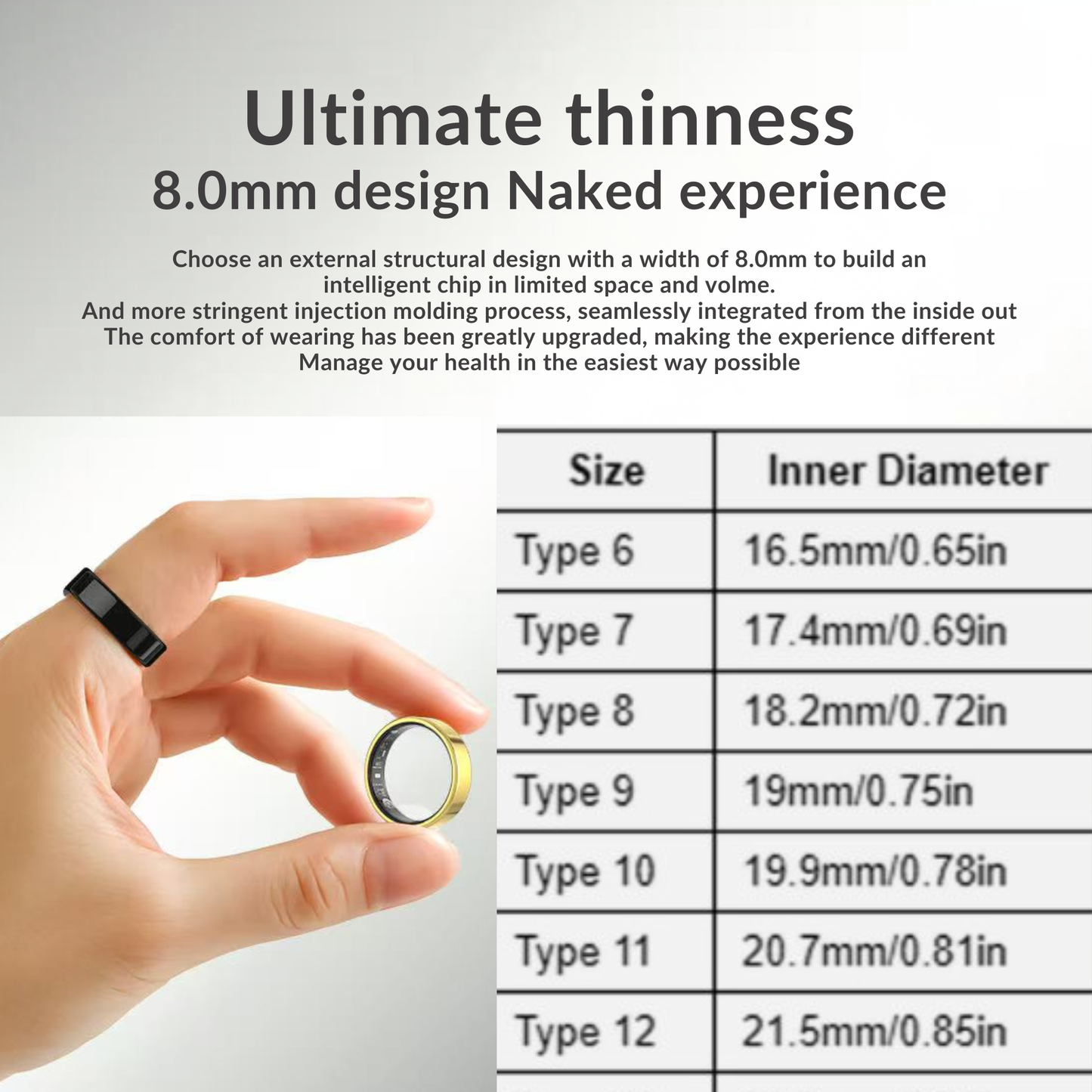 Smart Health & Fitness Ring for Women & Men – Tracks Heart Rate, SpO₂, Sleep, Steps – Compatible with Android & iOS