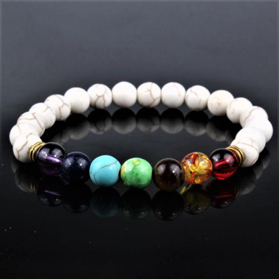 Unisex Men Women lava 7 chakra stone colourful Bead bracelet 8mm beads