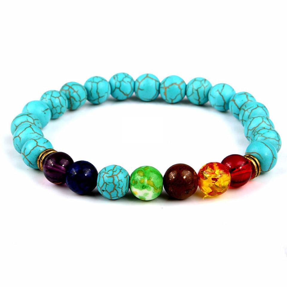 Unisex Men Women lava 7 chakra stone colourful Bead bracelet 8mm beads