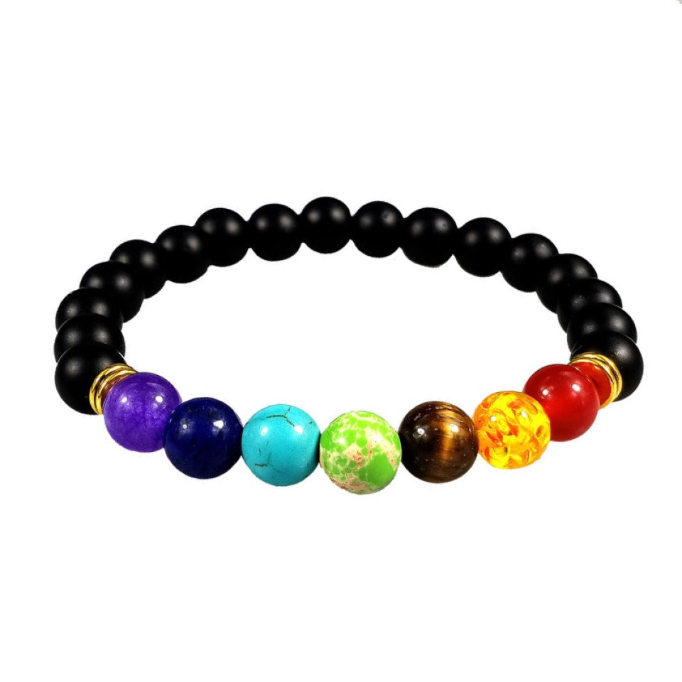 Unisex Men Women lava 7 chakra stone colourful Bead bracelet 8mm beads