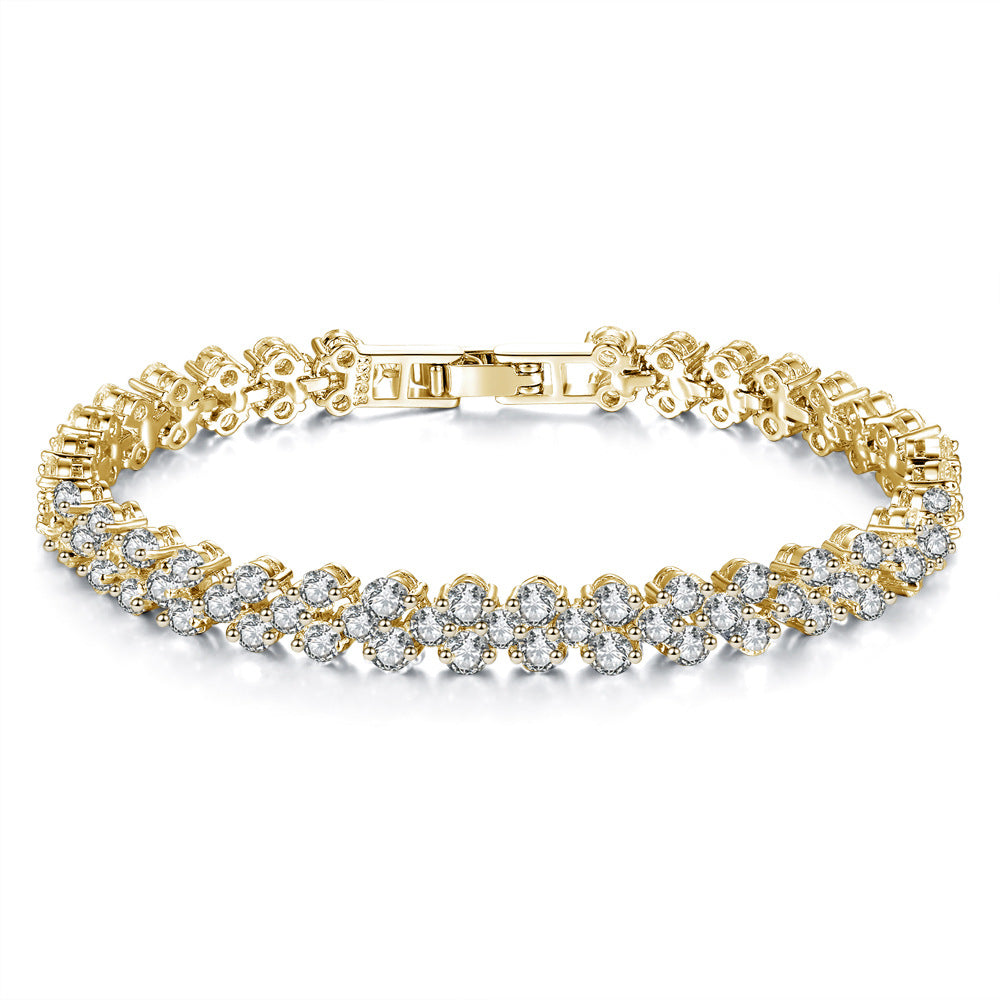 Gold Tennis Bracelet and Earrings Set Cubic Zirconia Jewellery Set