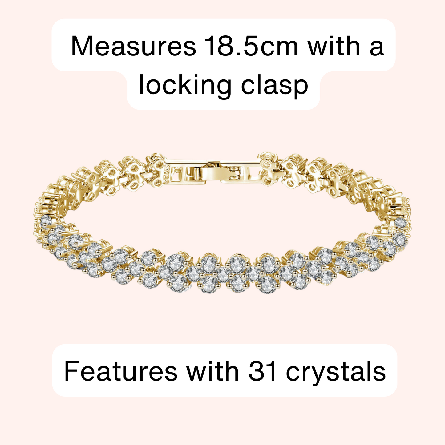 Gold Tennis Bracelet and Earrings Set Cubic Zirconia Jewellery Set
