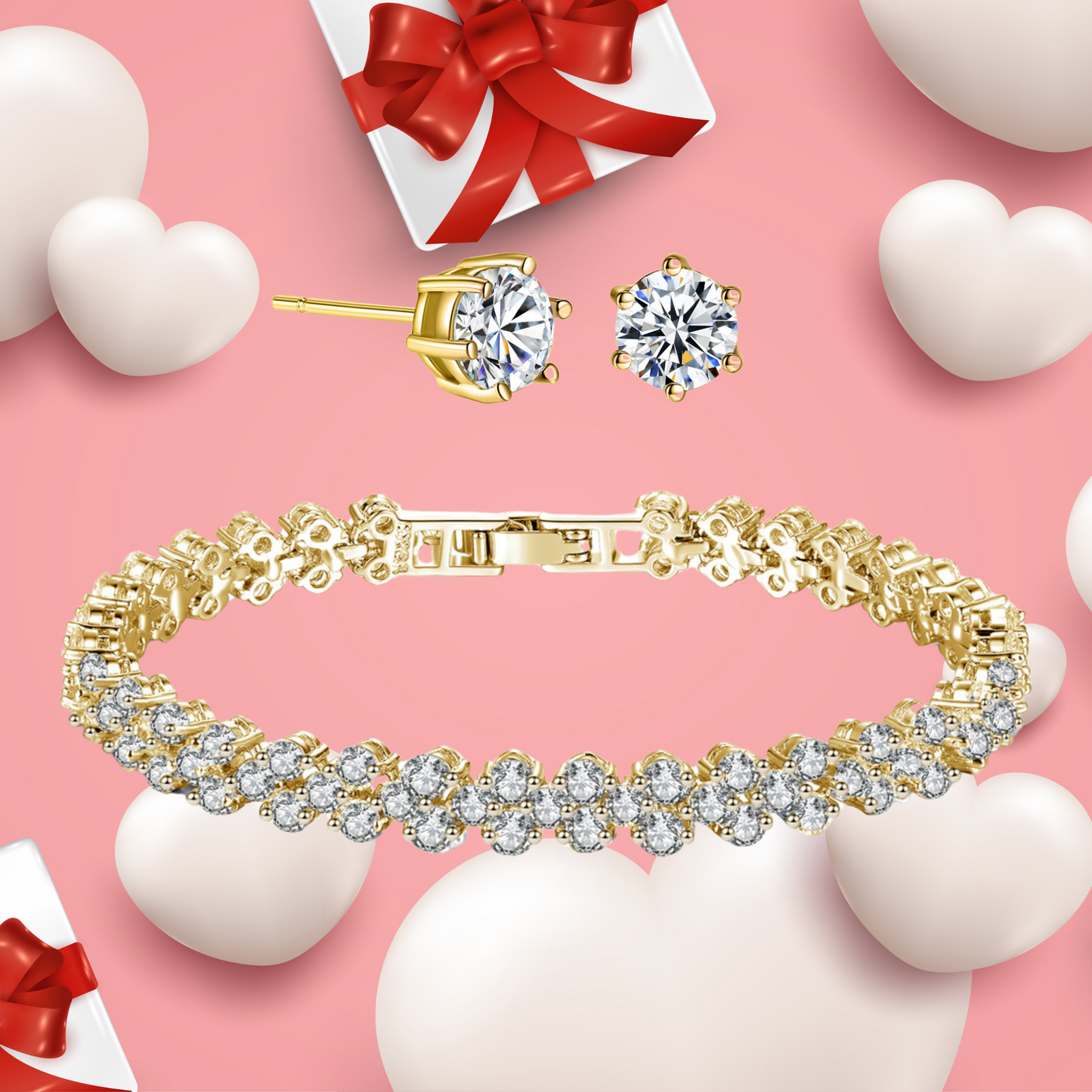 Tennis Bracelet and Earrings Set