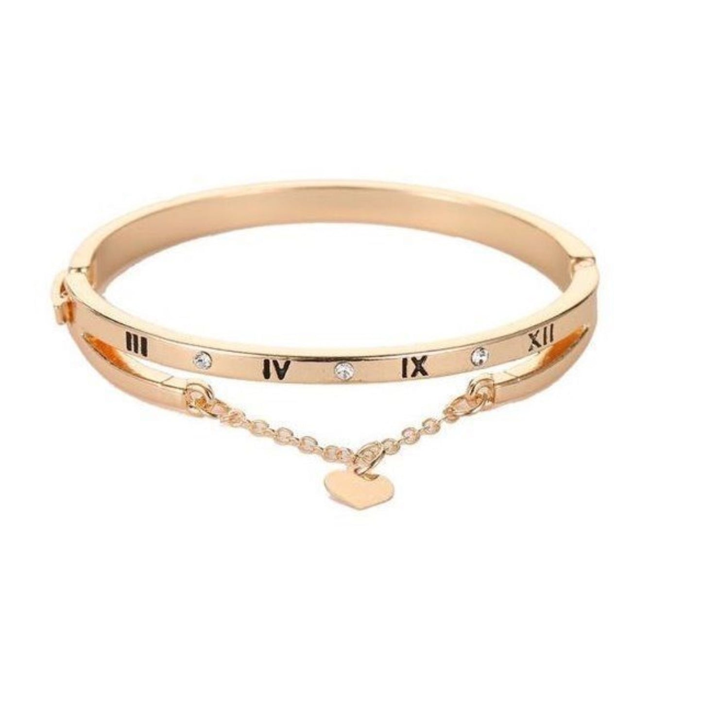 Rose gold Tone heart pendant bangle
