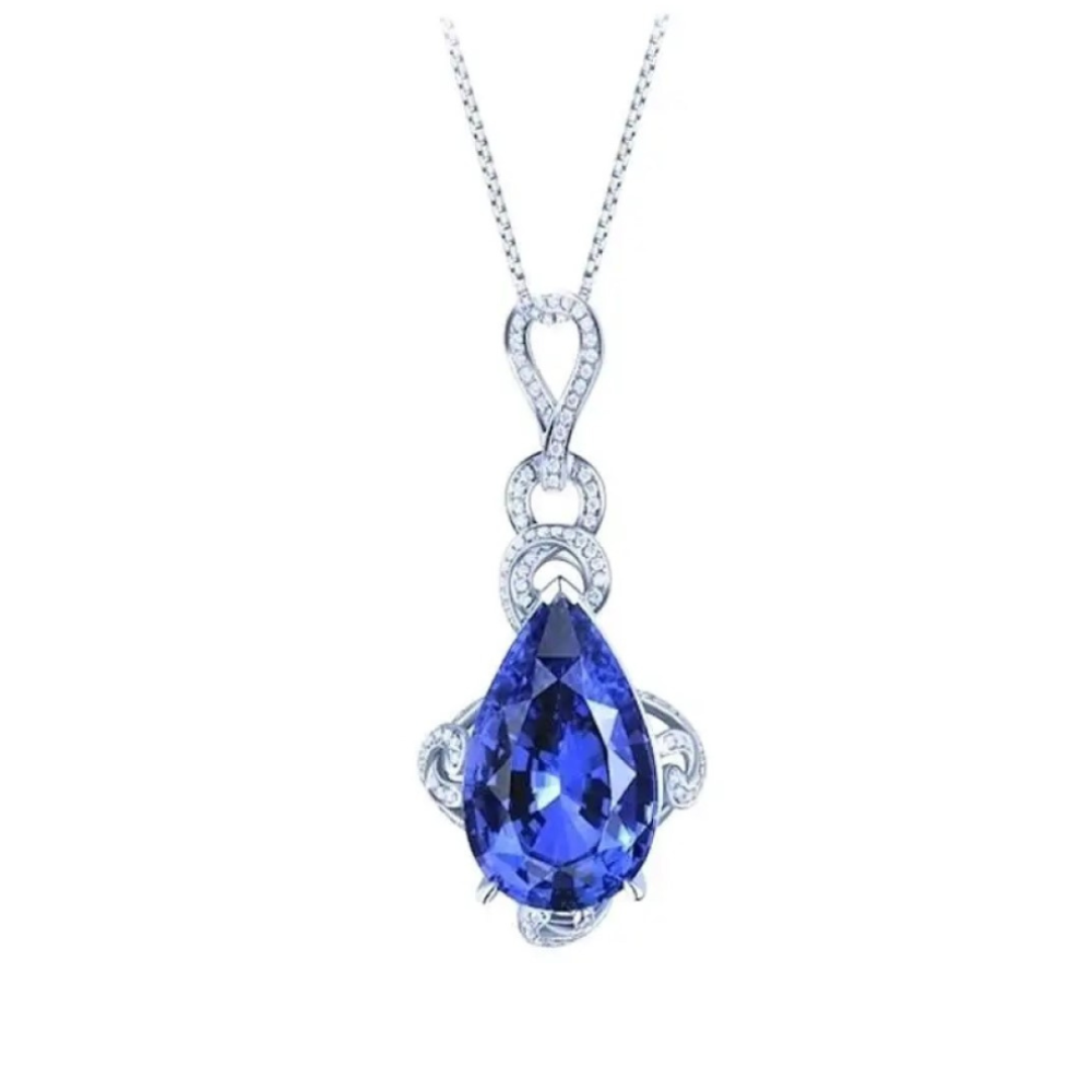 Blue Teardrop Pendant and Earrings Set