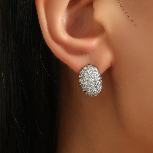 Oval Shaped Crystal Filled Earrings