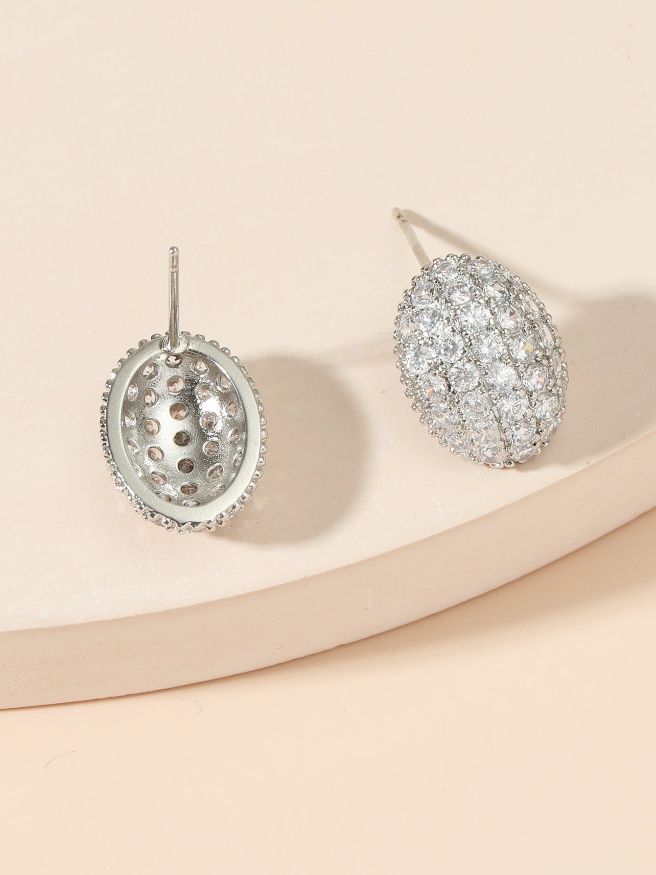 Oval Shaped Crystal Filled Earrings
