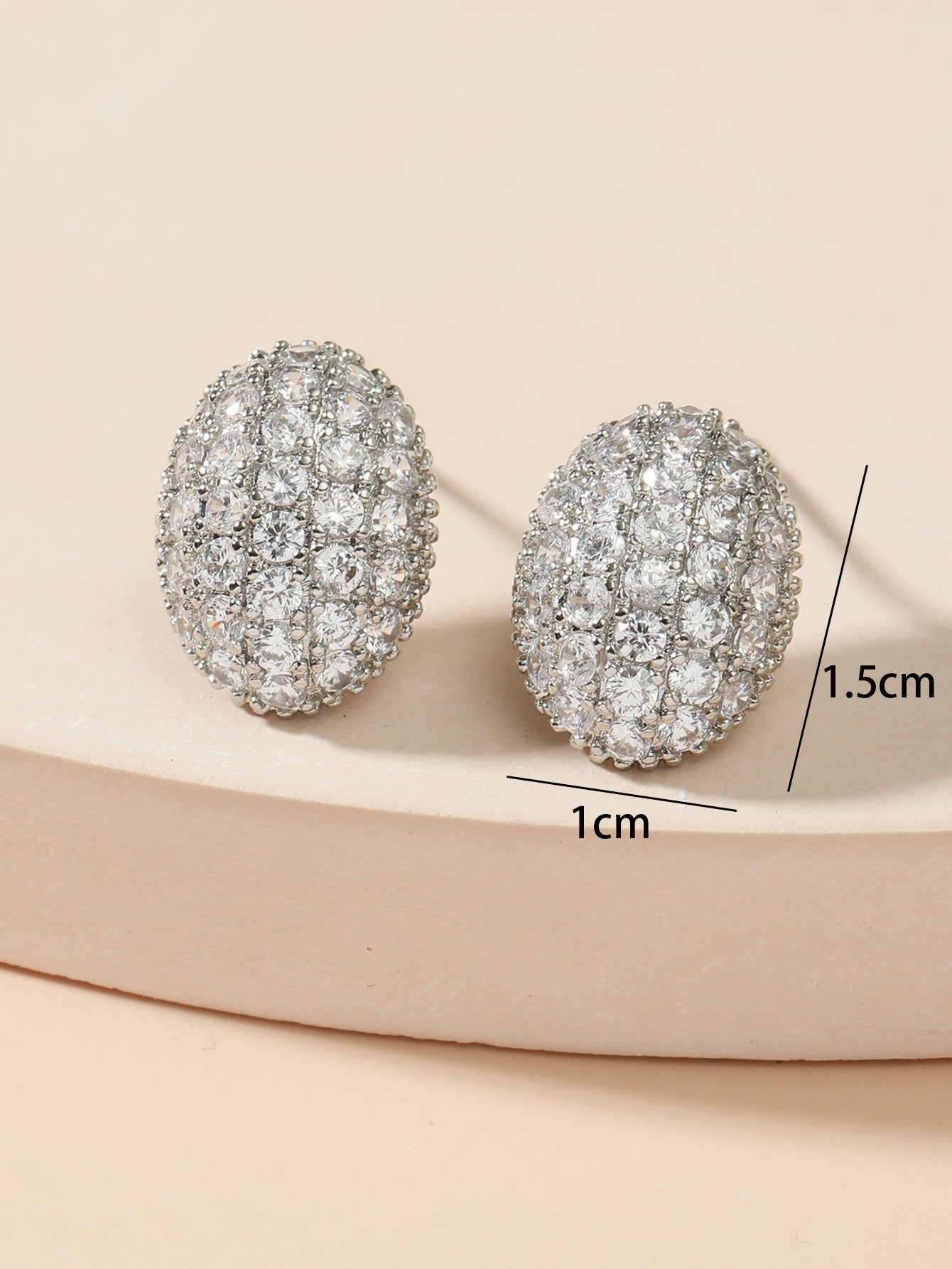 Oval Shaped Crystal Filled Earrings