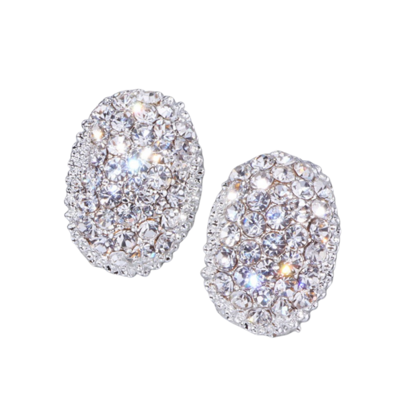 Oval Shaped Crystal Filled Earrings