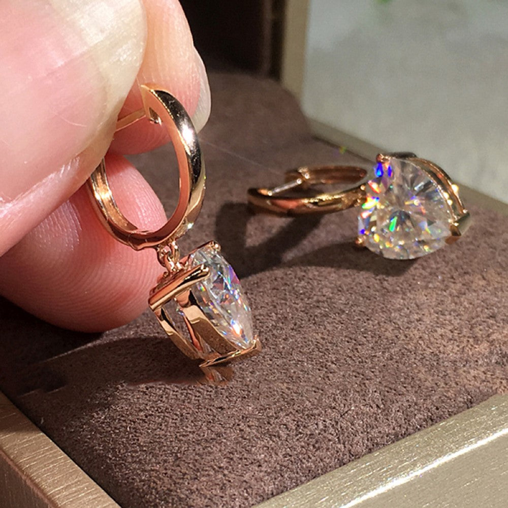 Rosegold drop earrings with heart crystal