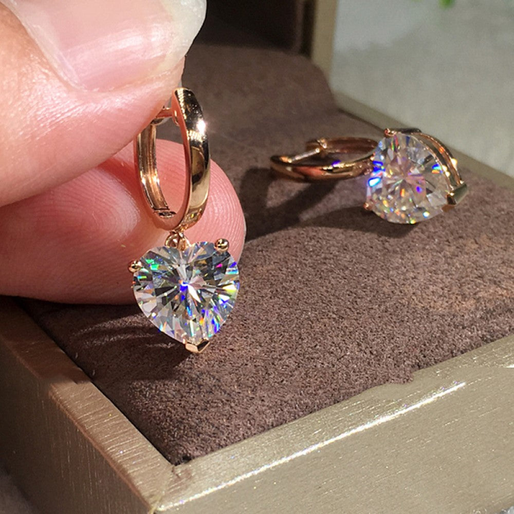 Rosegold drop earrings with heart crystal