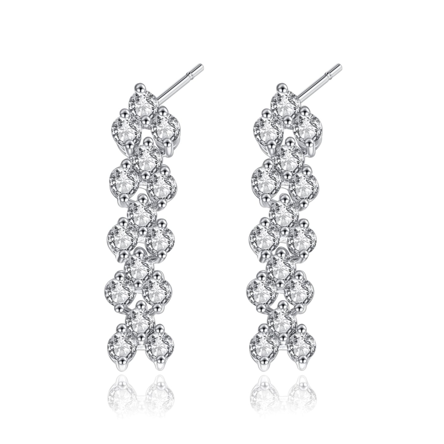 Stunning Silver Crystal Braided Design Drop Earrings