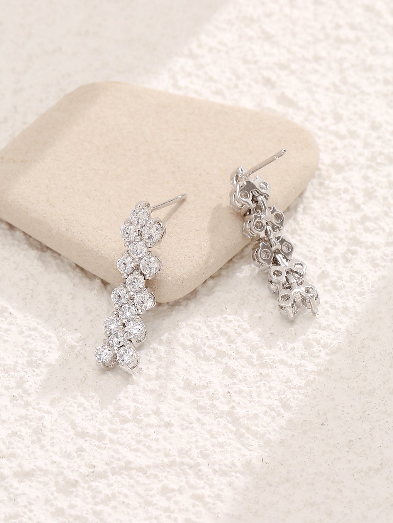 Stunning Silver Crystal Braided Design Drop Earrings