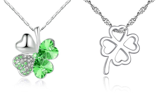 Crystal Green four-leaf clover necklace