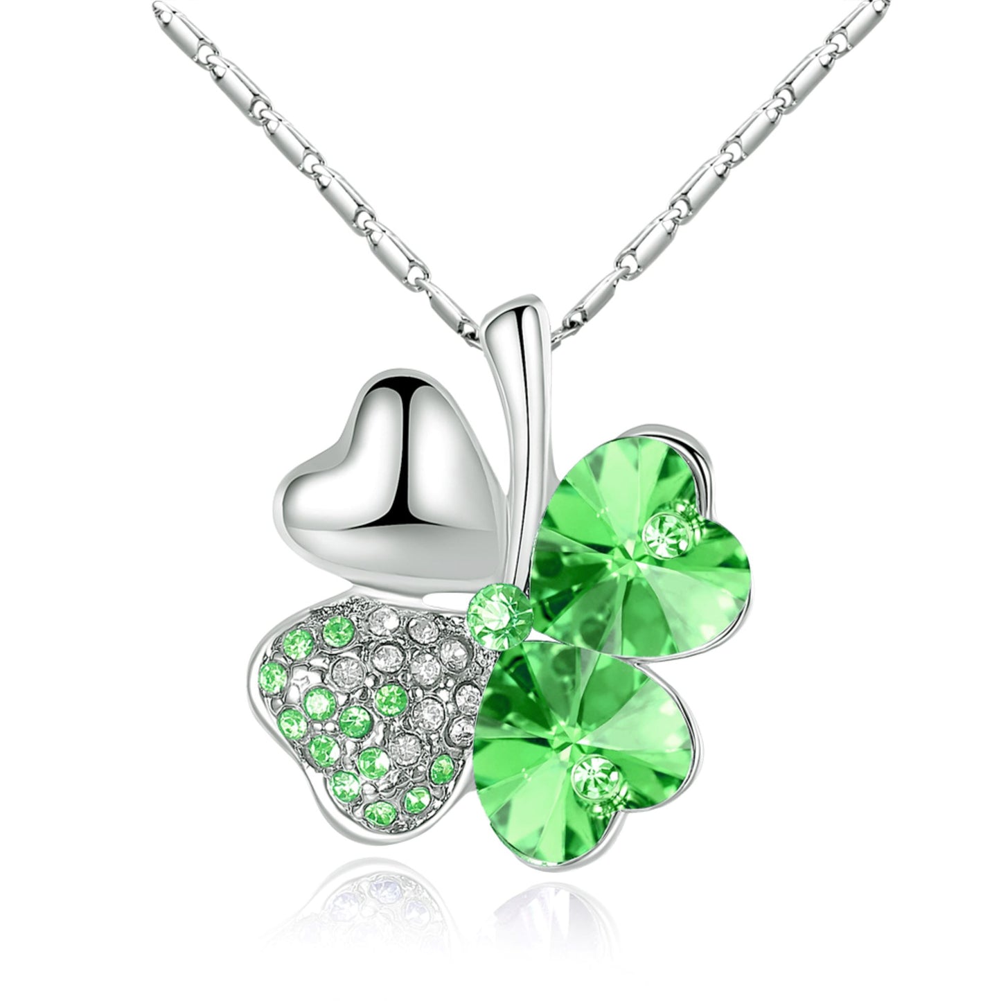 Crystal Green four-leaf clover necklace