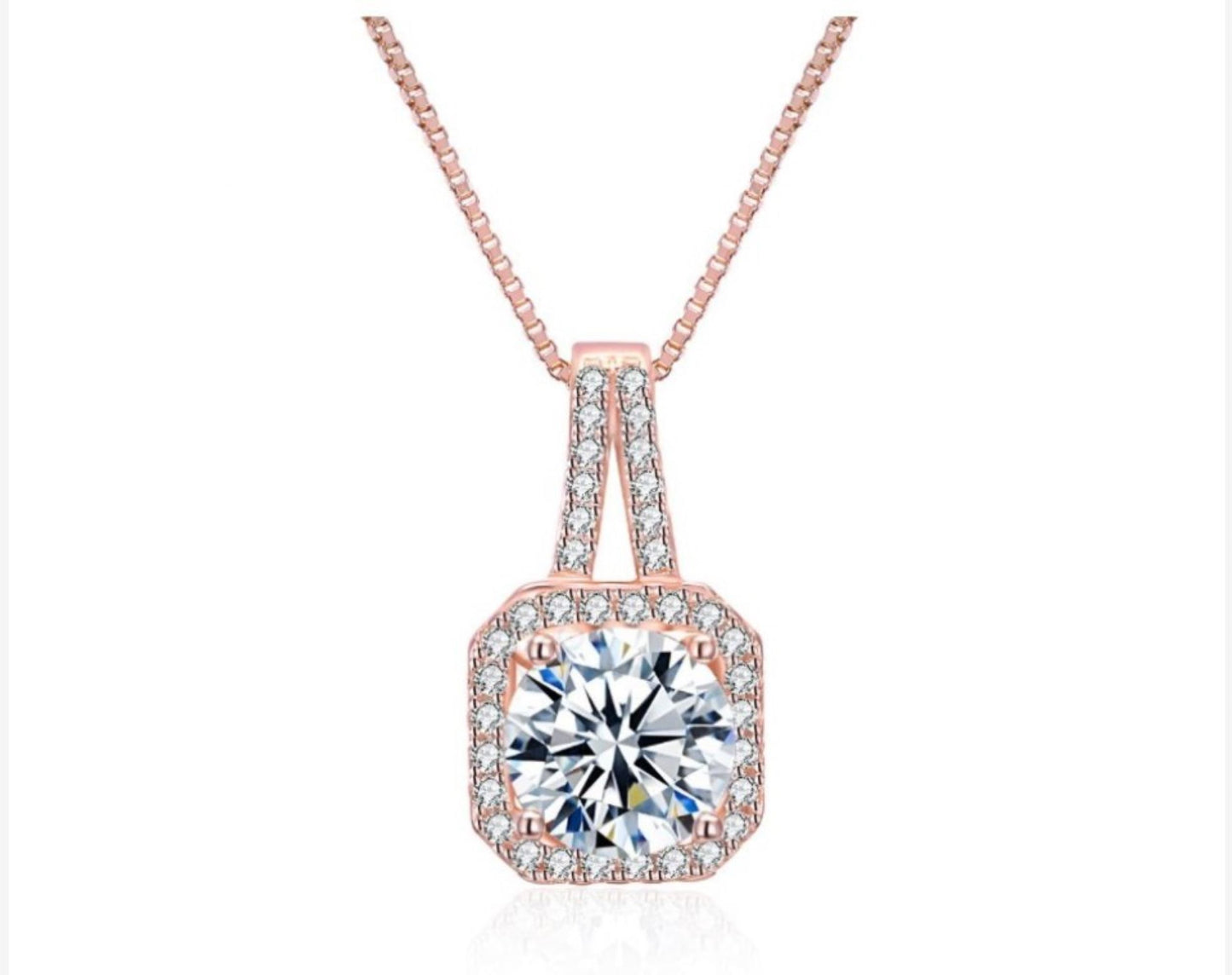 Classy Square Rosegold Crystal Pendant