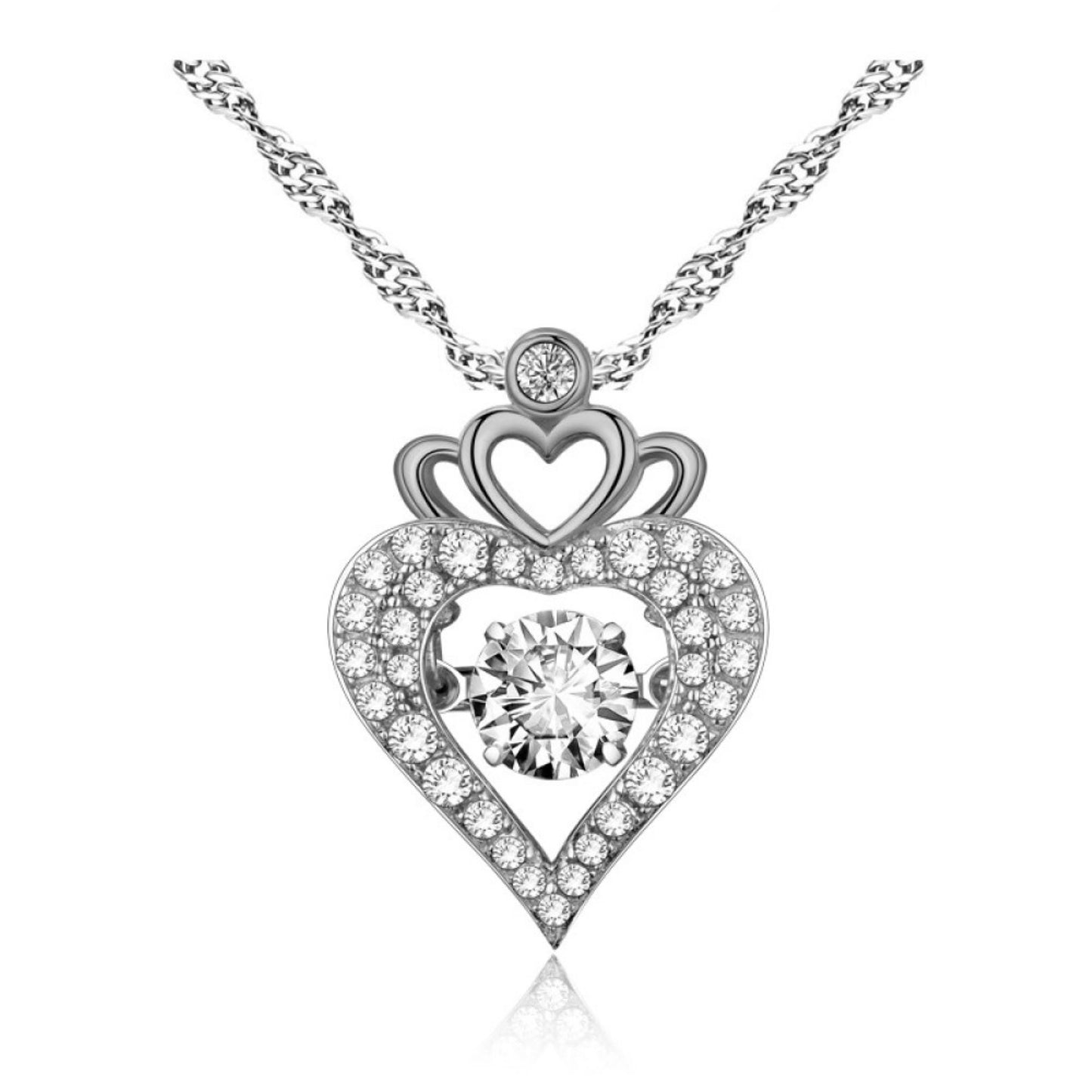 Heart Shaped Crown Crystal Necklace