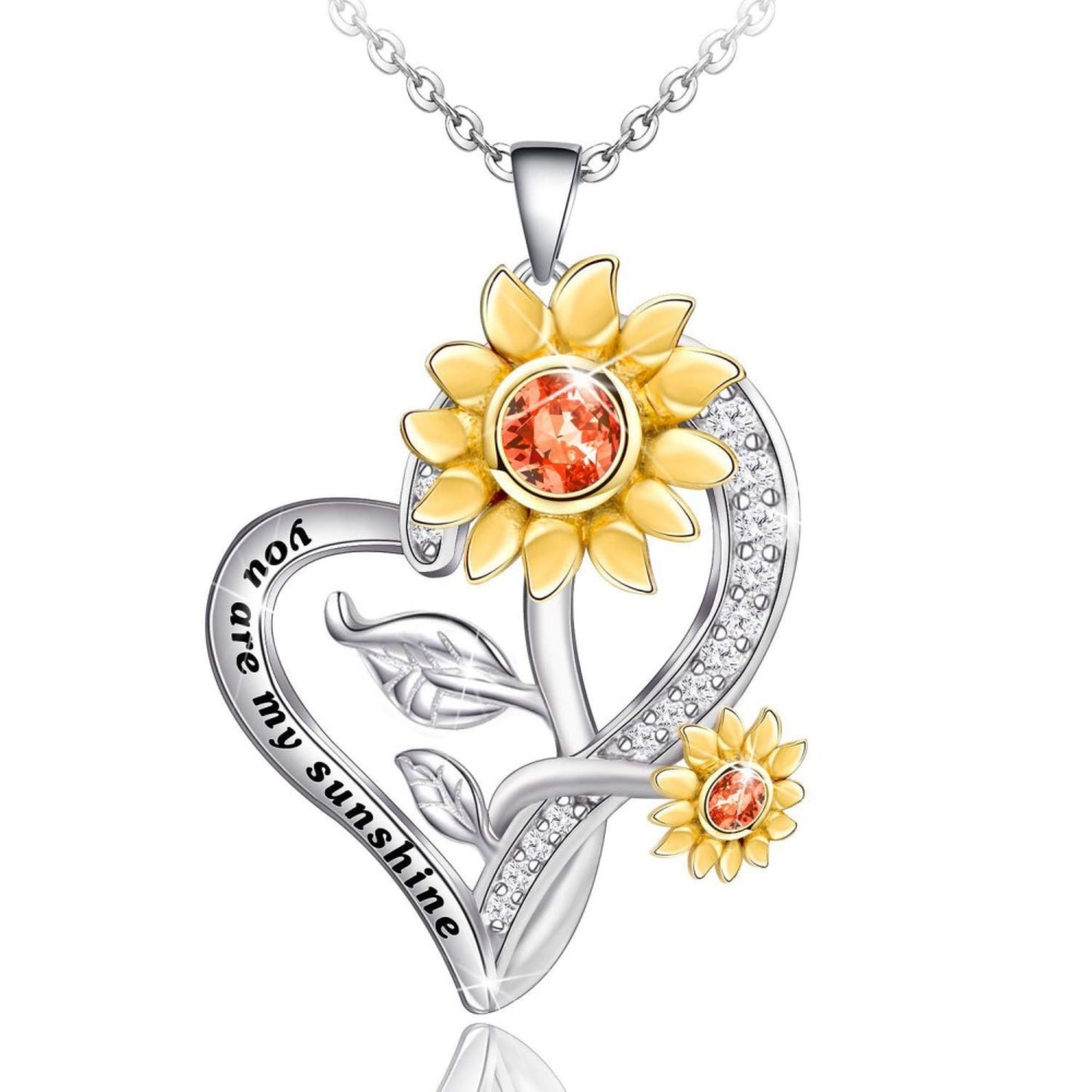 Sunflower Crystal Heart Pendant