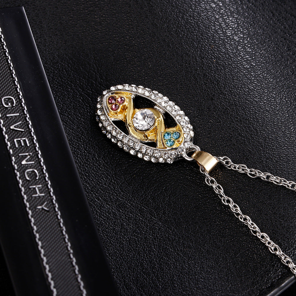 Forever Knot Concentric Oval Colourful Crystal pendant