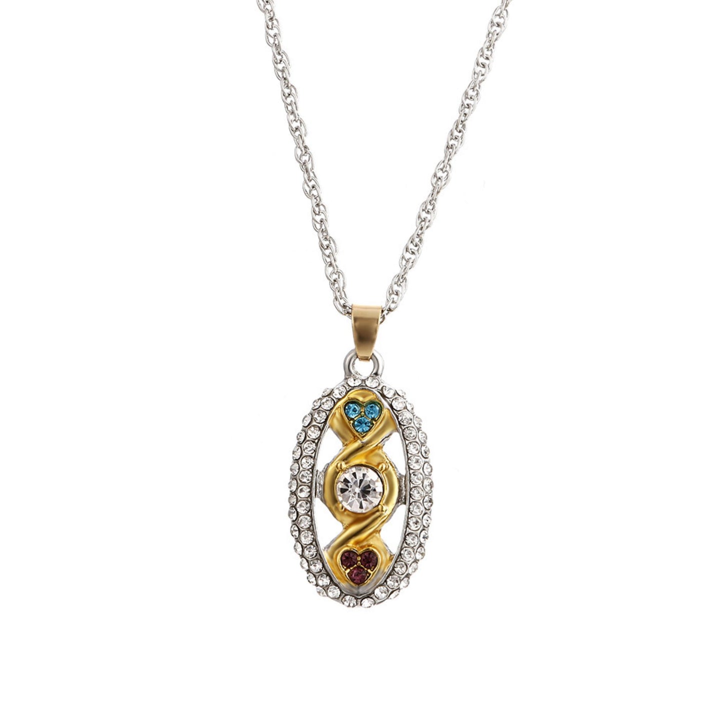 Forever Knot Concentric Oval Colourful Crystal pendant