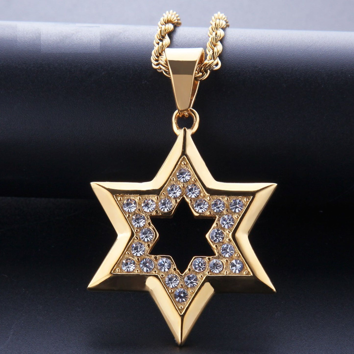 Golden Star Crystal Pendant Long Necklace for Jumpers