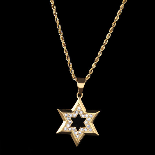 Golden Star Crystal Pendant Long Necklace for Jumpers