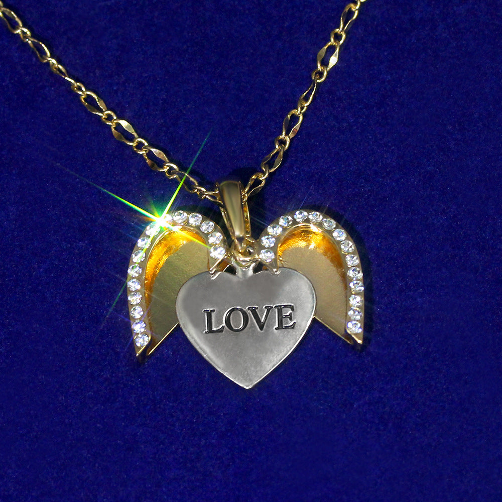 Crystal Open Heart Engraved Pendant – Gold or Silver