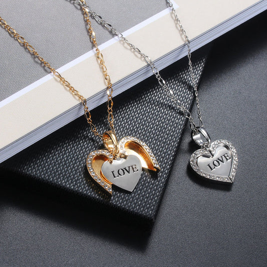 Crystal Open Heart Engraved Pendant – Gold or Silver