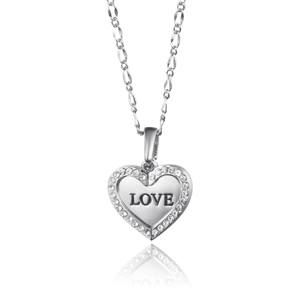 Crystal Open Heart Engraved Pendant – Gold or Silver