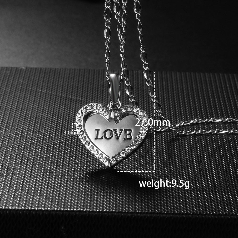 Crystal Open Heart Engraved Pendant – Gold or Silver