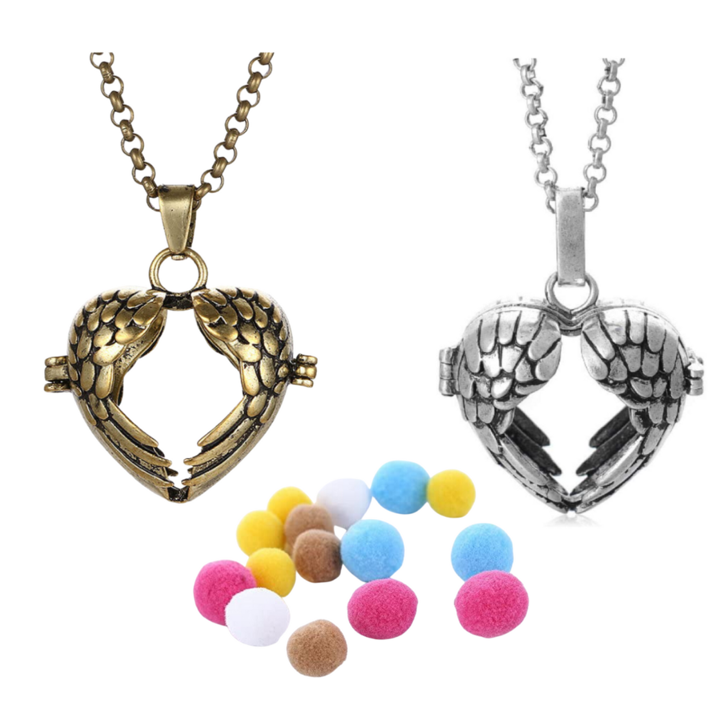 Aroma Diffuser Essential Oil Aromatherapy Heart Angel Wings Locket Pendant Necklace
