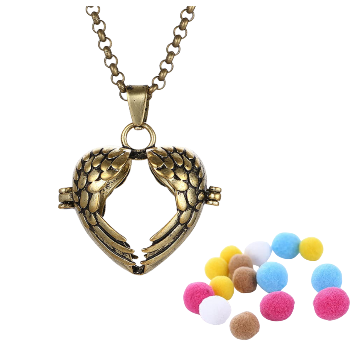 Aroma Diffuser Essential Oil Aromatherapy Heart Angel Wings Locket Pendant Necklace