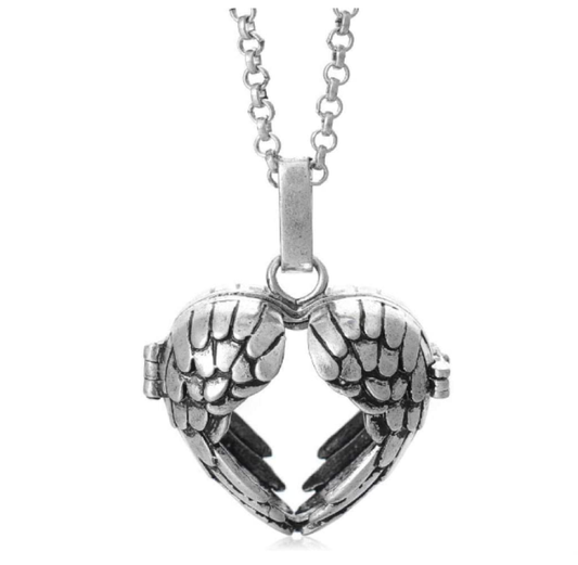 Aroma Diffuser Essential Oil Aromatherapy Heart Angel Wings Locket Pendant Necklace