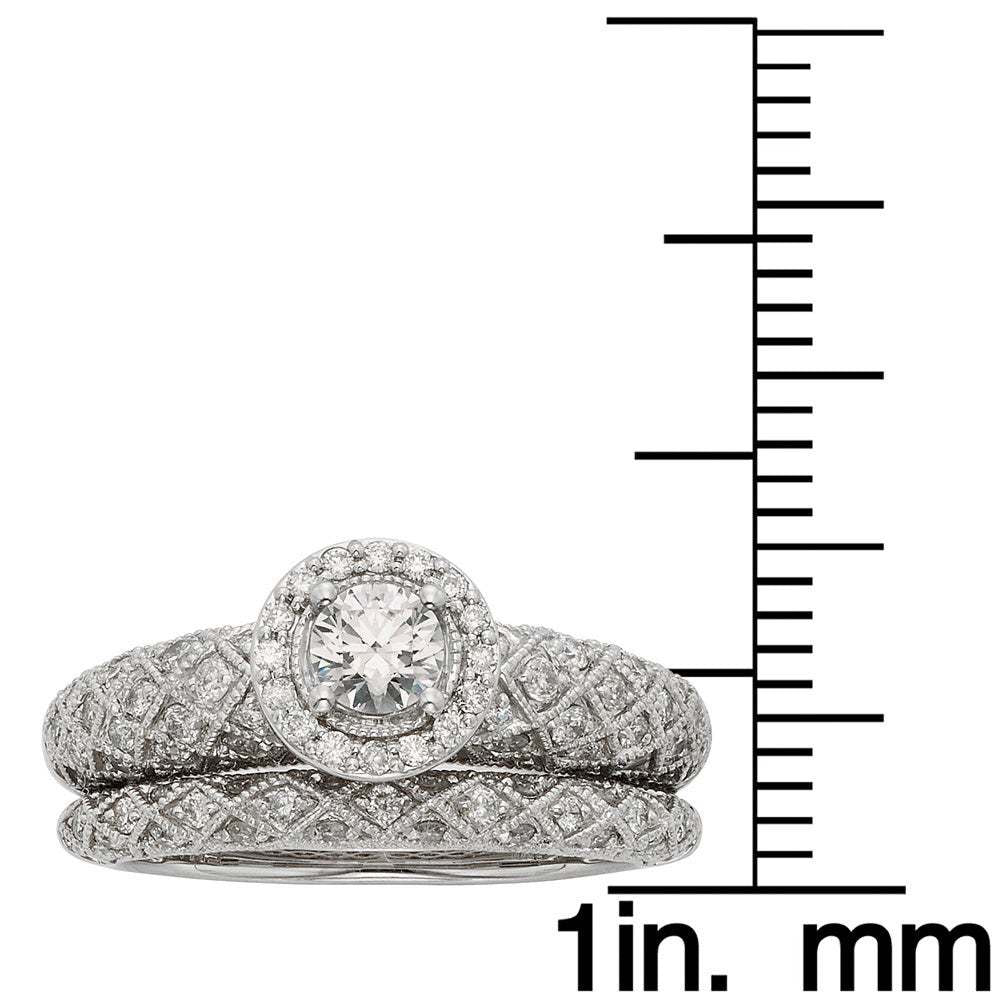 Stunning Silver tone Crystal Double Ring Halo-Set -4 sizes