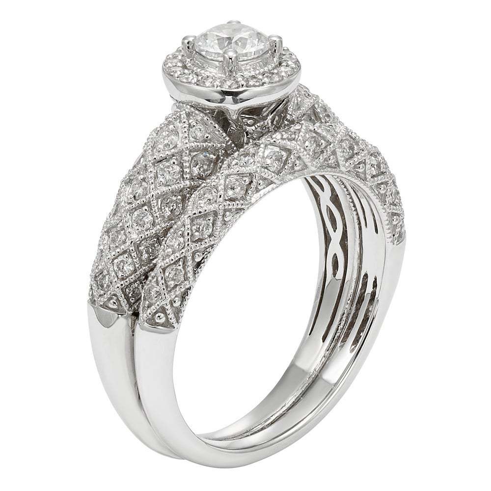 Stunning Silver tone Crystal Double Ring Halo-Set -4 sizes