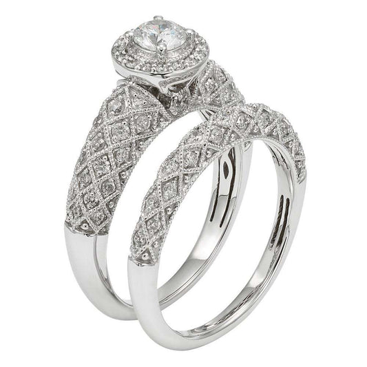 Stunning Silver tone Crystal Double Ring Halo-Set -4 sizes