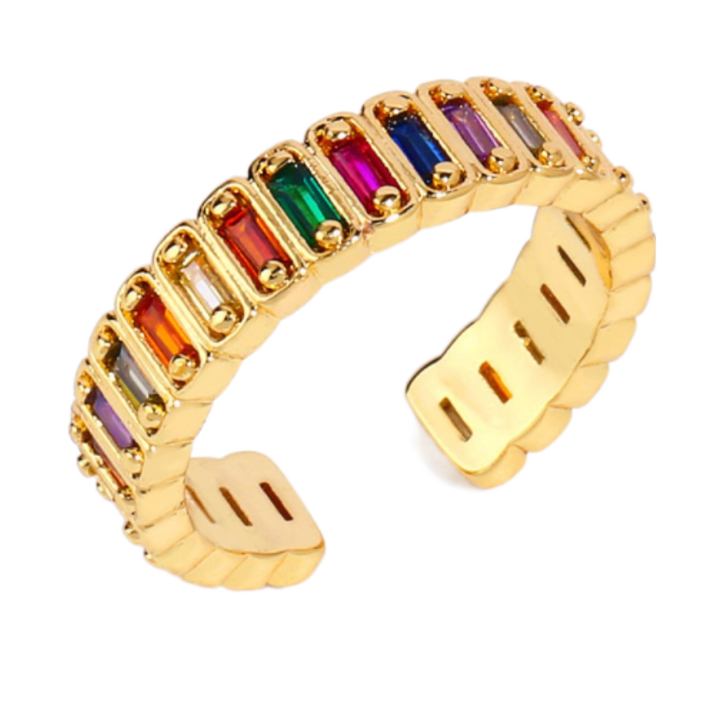 Multi-Color Adjustable Band Ring in Gold-Tone