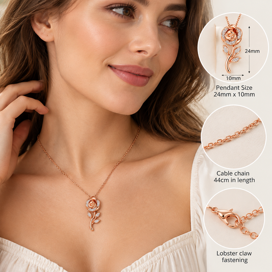 Elegant Rose Flower Pendant Necklace