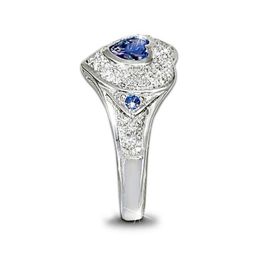 Stunning Blue Love Heart Crystal Ring