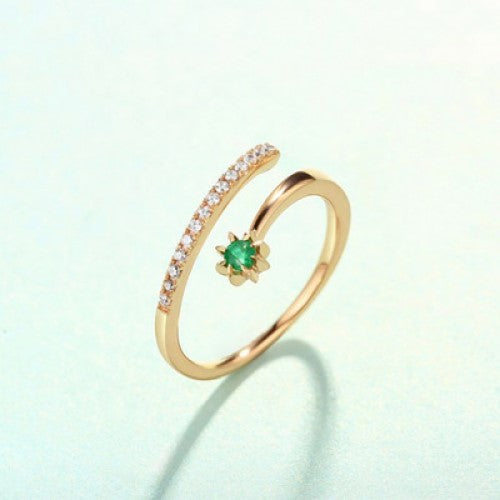 Stunning Two Tone Gold & Silver Crystal Double Ring