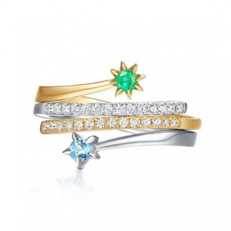 Stunning Two Tone Gold & Silver Crystal Double Ring