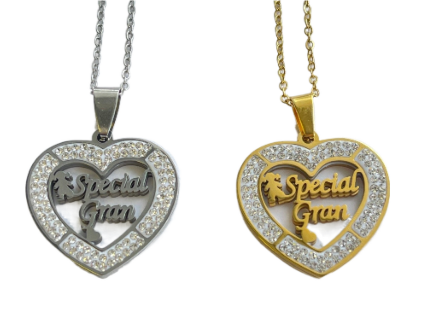 Stainless Steel Heart Shaped ‘Special Gran’ Pendant Necklace – Gold or Silver