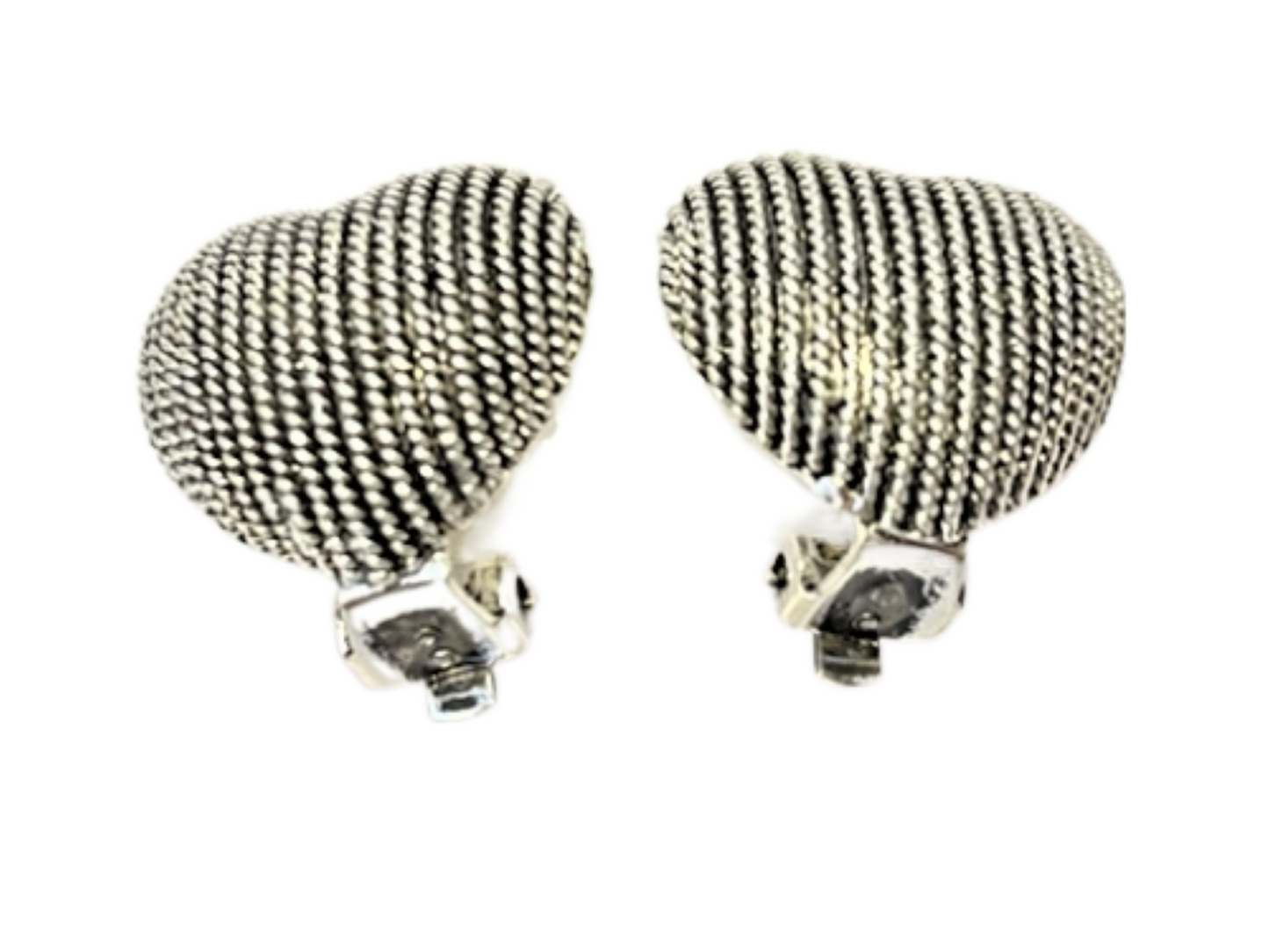 Crystal Silver Tone Heart-Shaped Stud Non Pierced Clip on Earrings
