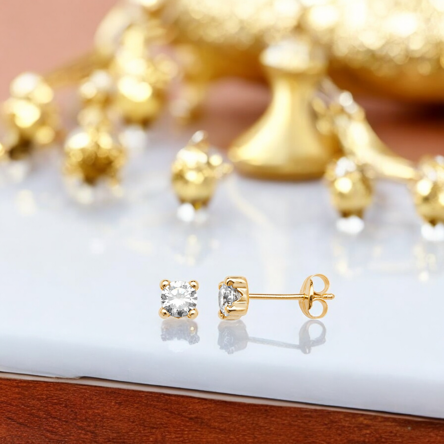9ct Gold Cubic Zirconia 4mm Stud Earrings