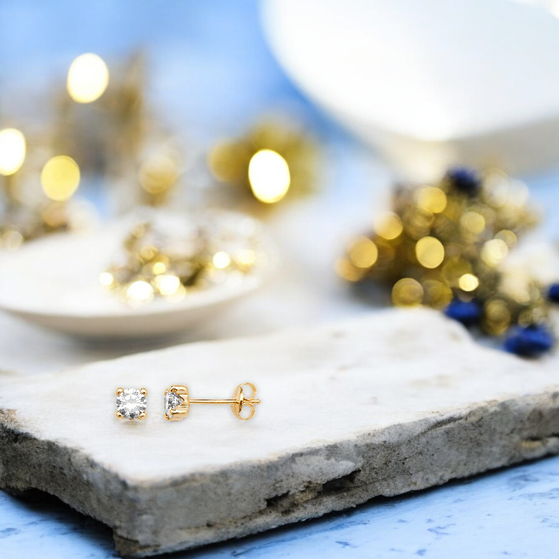 9ct Gold Cubic Zirconia 4mm Stud Earrings