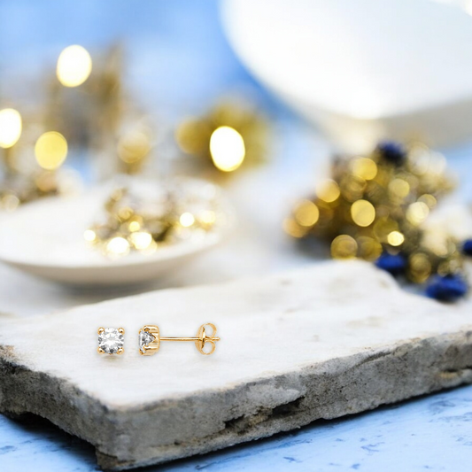 9ct Gold Cubic Zirconia 4mm Stud Earrings