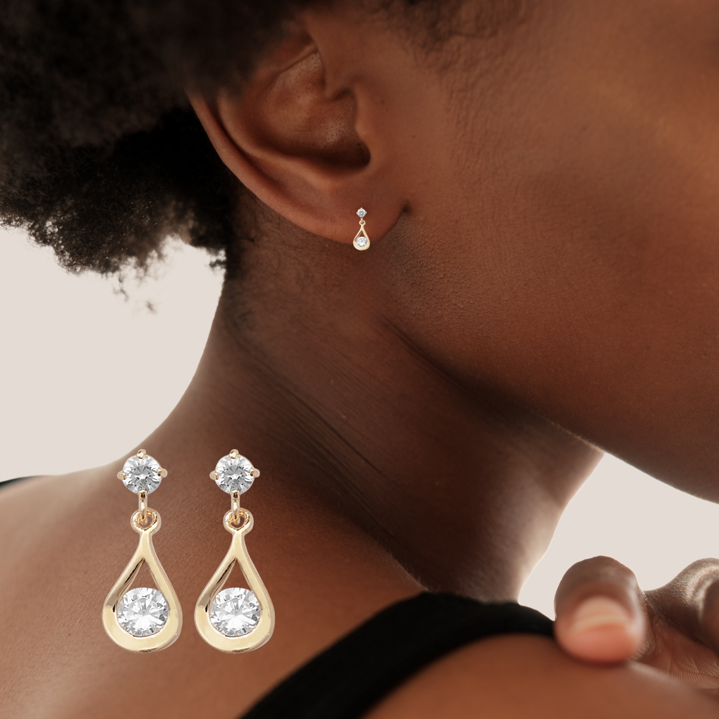 9ct Yelow Gold C/Z 14mm Teardrop Earrings