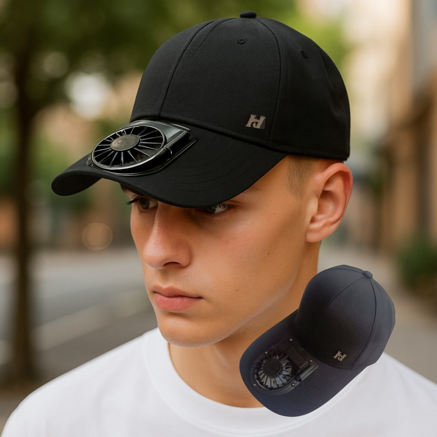 Sun Hat with Cooling Fan Baseball Cap Breathable USB Rechargeable
