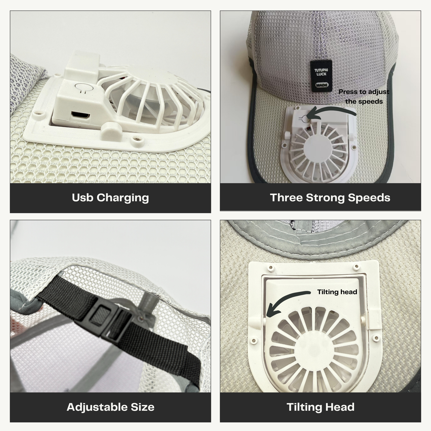 Sun Hat with Cooling Fan Baseball Cap Breathable USB Rechargeable