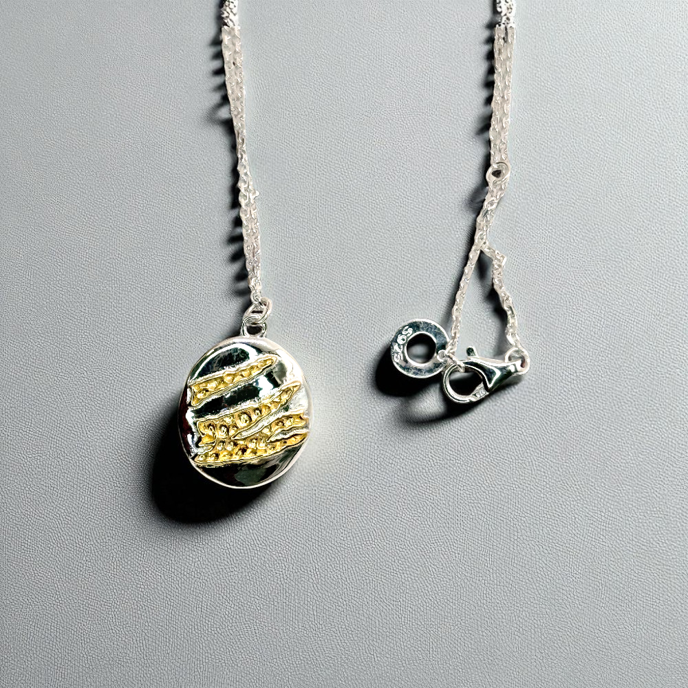 S925 Sterling Silver Golden Ridge Necklace & Earrings Jewellery Set